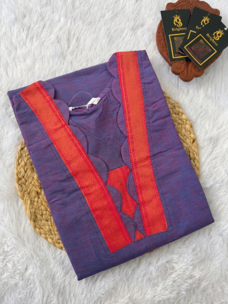 Chettinad Cotton Kurti- Purple With Pink
