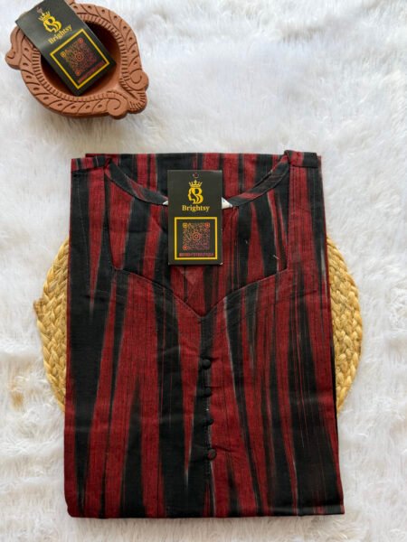 Cotton Ikkat Kurti-Red & Black