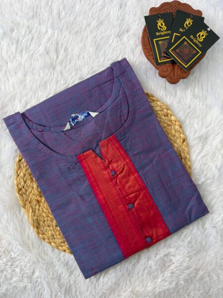 Chettinad Cotton Kurti- Purple With Pink