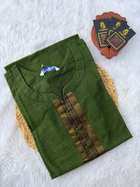 Chettinad Cotton Kurti- Dark Green