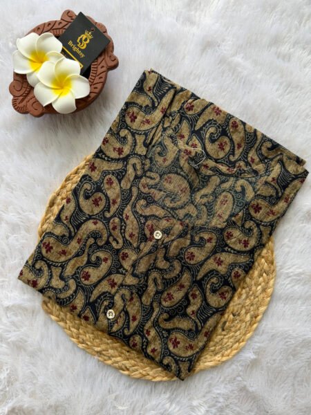 Regular Wear Kurti-  Antique Beige with deep blue