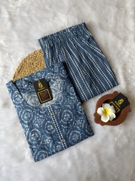 Capsule Rayon Kurti and Pant Set- Blue