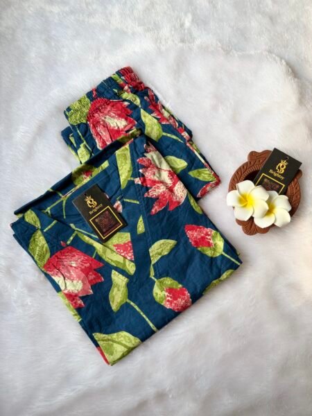 Mal Cotton Kurti and Pant Set- Blue Floral