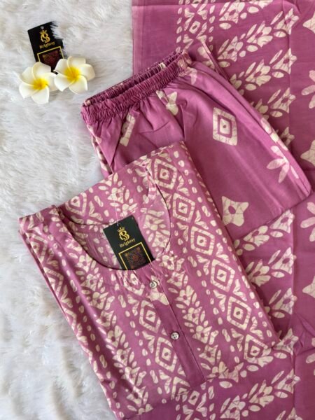 Silky Print Salwar Set- Purple