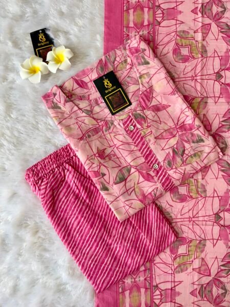 Silky Print Salwar Set- Pink