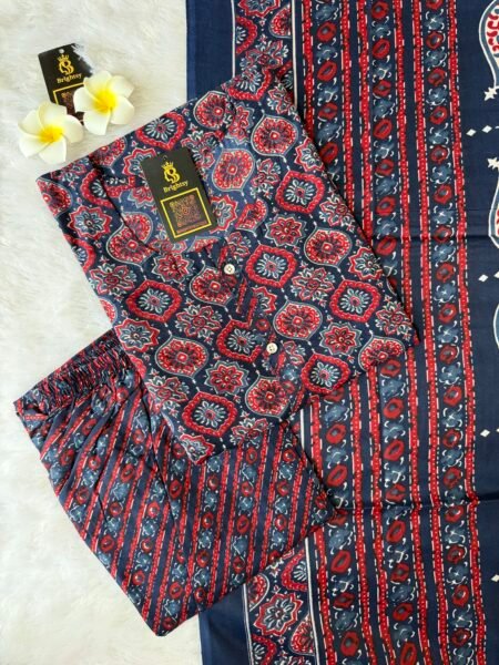 Silky Print Salwar Set- Kalamkari Blue