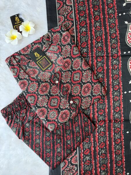 Silky Print Salwar Set- Kalamkari Black
