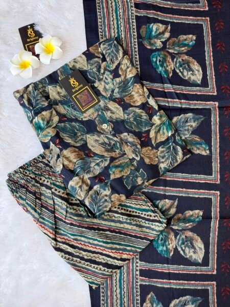 Capsule Rayon Print Salwar Set- Navy Blue