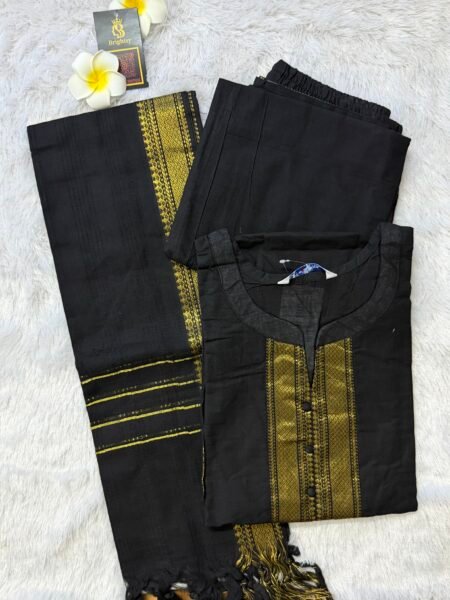 Chettinad Cotton Salwar Set- Black