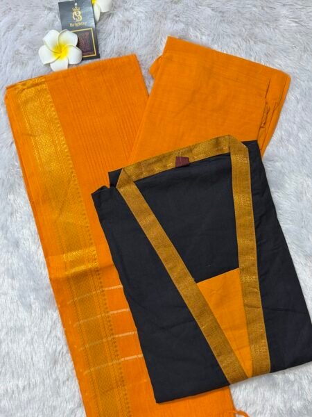 Chettinad Cotton Salwar Set- Orange & Black
