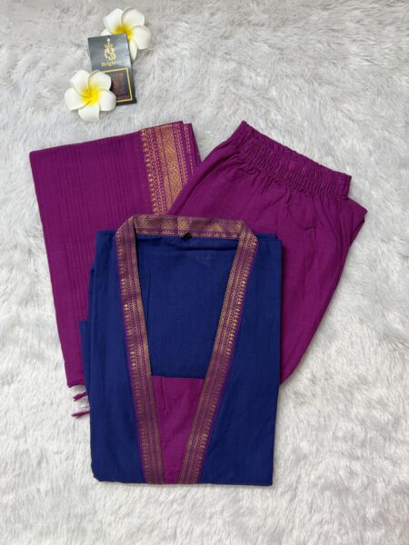 Chettinad Cotton Salwar Set- Purple & Pink