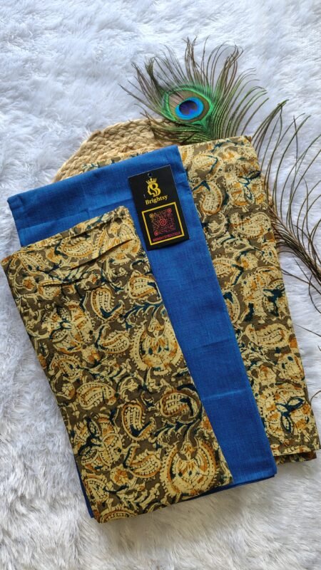 Kalamkari Cotton Unstitched - Blue