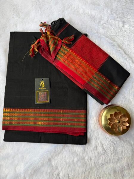 Mercerized Silk Cotton Unstitched - Black with Red