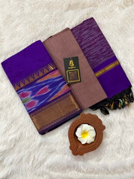 Pochampally Sico Silk Set- Purple & Mauve