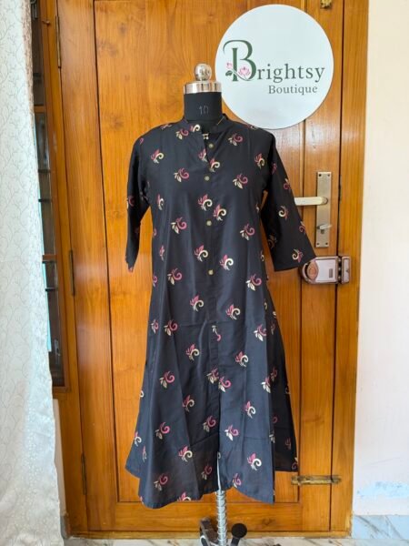 Premium Vatican Silk A-Line Kurta - Black