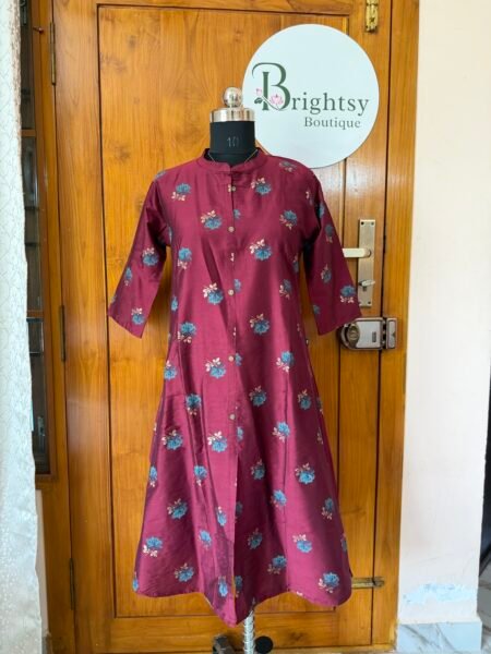 Premium Vatican Silk A-Line Kurta - Maroon