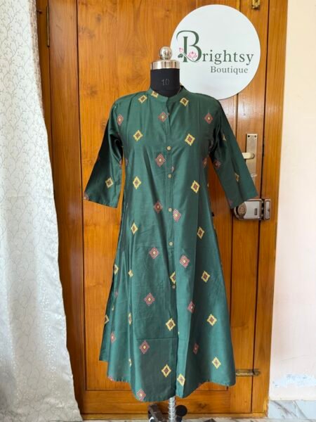 Premium Vatican Silk A-Line Kurta - Green