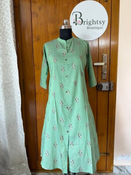 Premium Vatican Silk A-Line Kurta - Pista Green