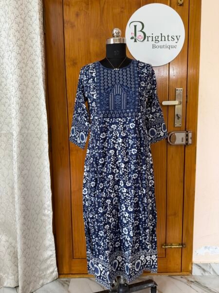 Jaipur Cotton Umbrella Tops - Navy Blue